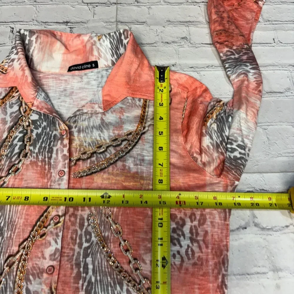 David Cline Women Blouse Top Button Down Shirt Size Small D123 -24